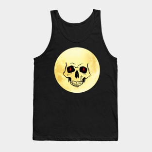 full yellow moon skull face Tank Top